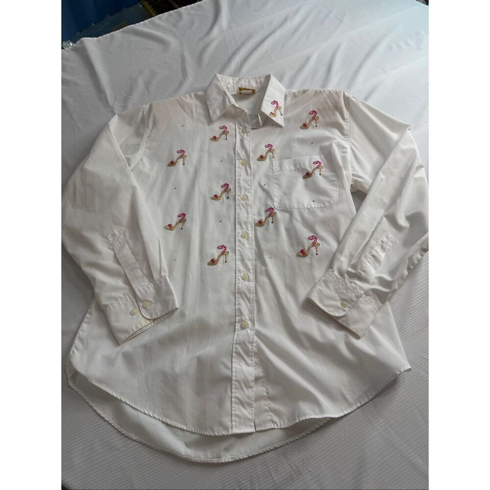 Tia 90s Vintage Women’s High Heel Button Up Shirt Size Large